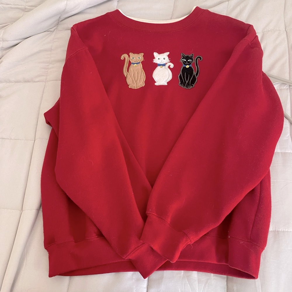 vintage embroidered cat y2k sweater faux collar